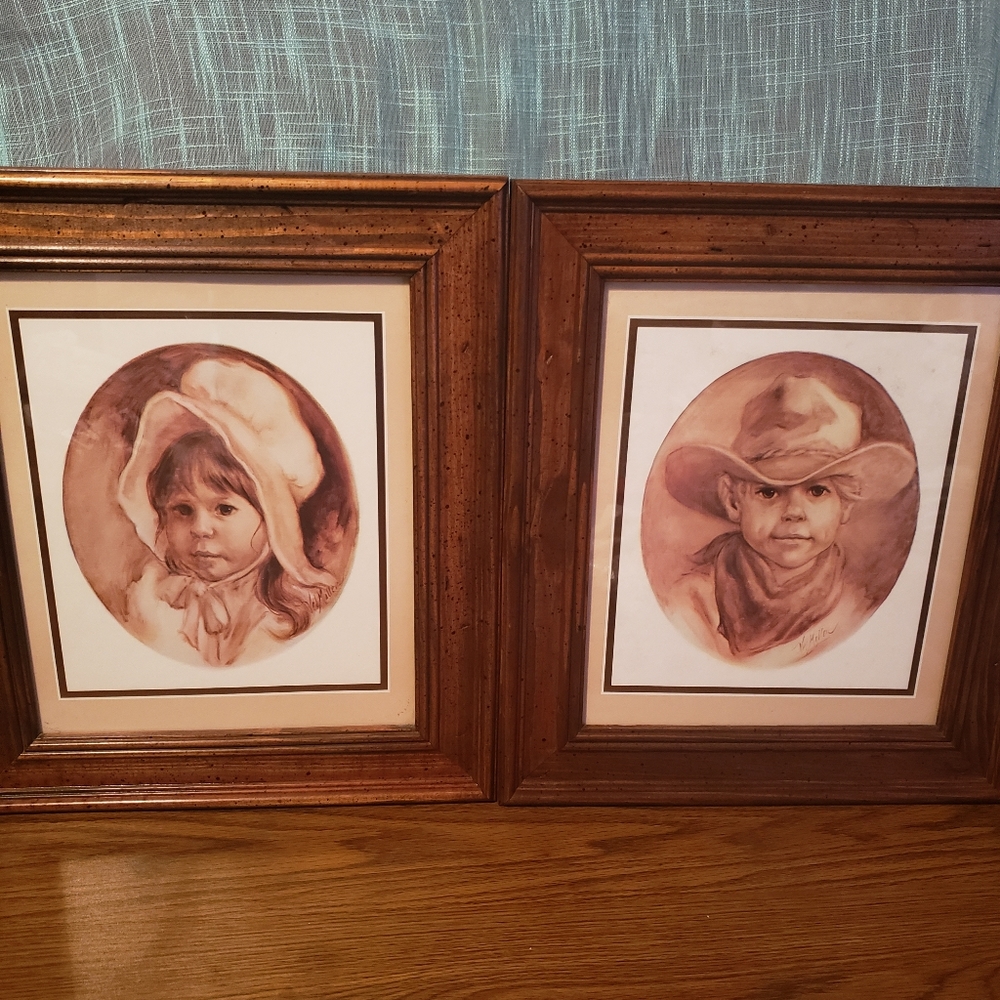 Vel Miller Signed Prints Little Cowboy & Little Western Girl